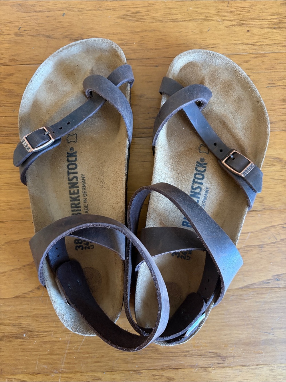 Birkenstock Women Brown Leather Yara Strappy Sandals